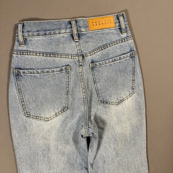 PacSun Women's Y2K Eco Medium Blue Distressed Dad Button Fly Jeans - Size 23 - Picture 6 of 9